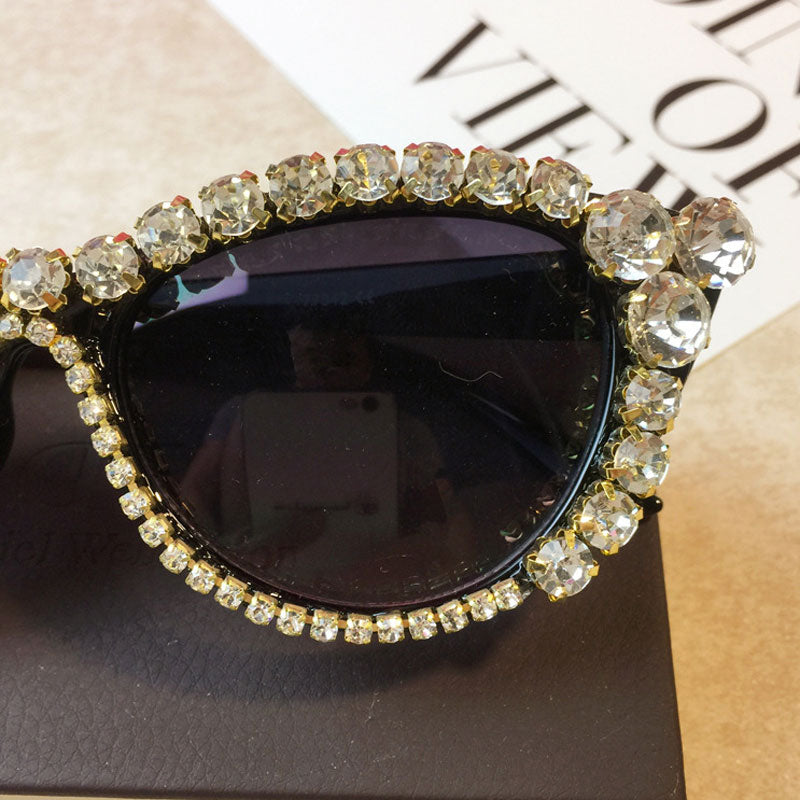  Women's Fashion Cat Eye Bling Diamond Rhinestone Sun Glasses - Women Sunglasses - DYAVOR® 