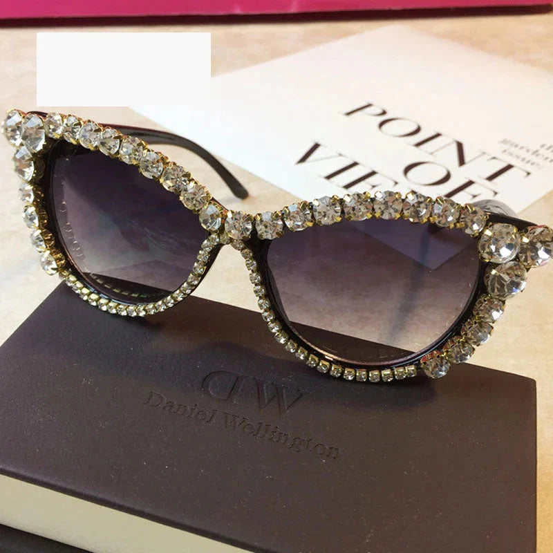  Women's Fashion Cat Eye Bling Diamond Rhinestone Sun Glasses - Women Sunglasses - DYAVOR® 