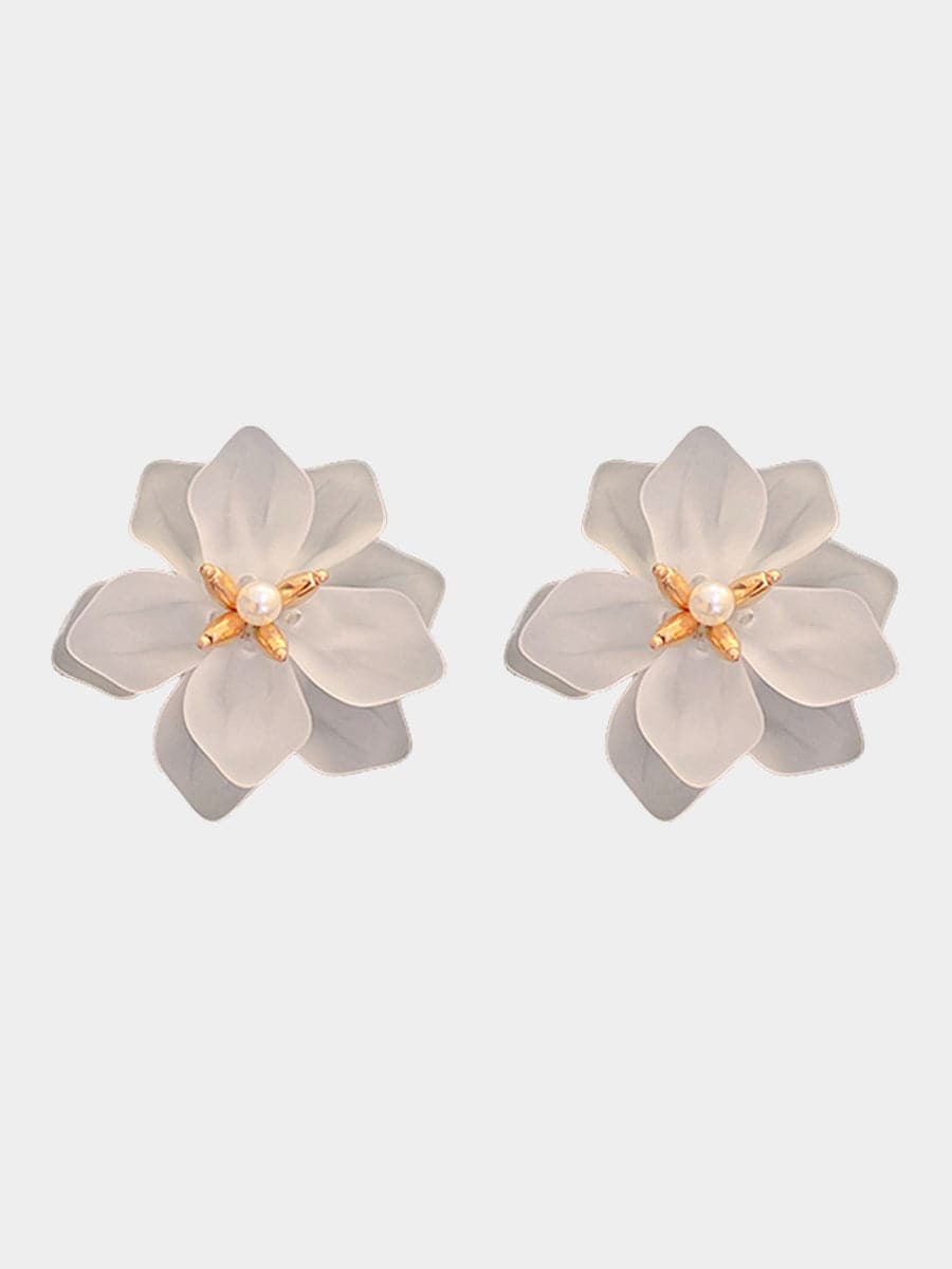  White Flower Petal Earrings MSE033145 - Earrings - DYAVOR® 