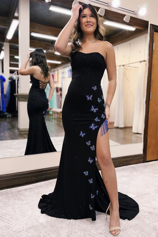  Maren |Mermaid Strapless Glitter Prom Dress with Fringes - prom dress - DYAVOR® 