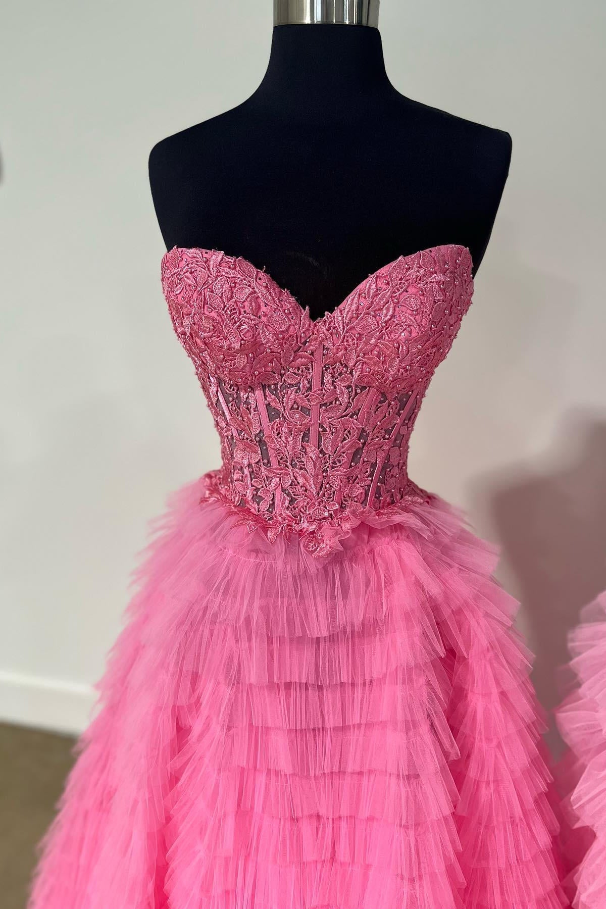  Addilyn |A-line Strapless Multi-Layers Tulle Prom Dress with Slit - Prom Dress - DYAVOR® 