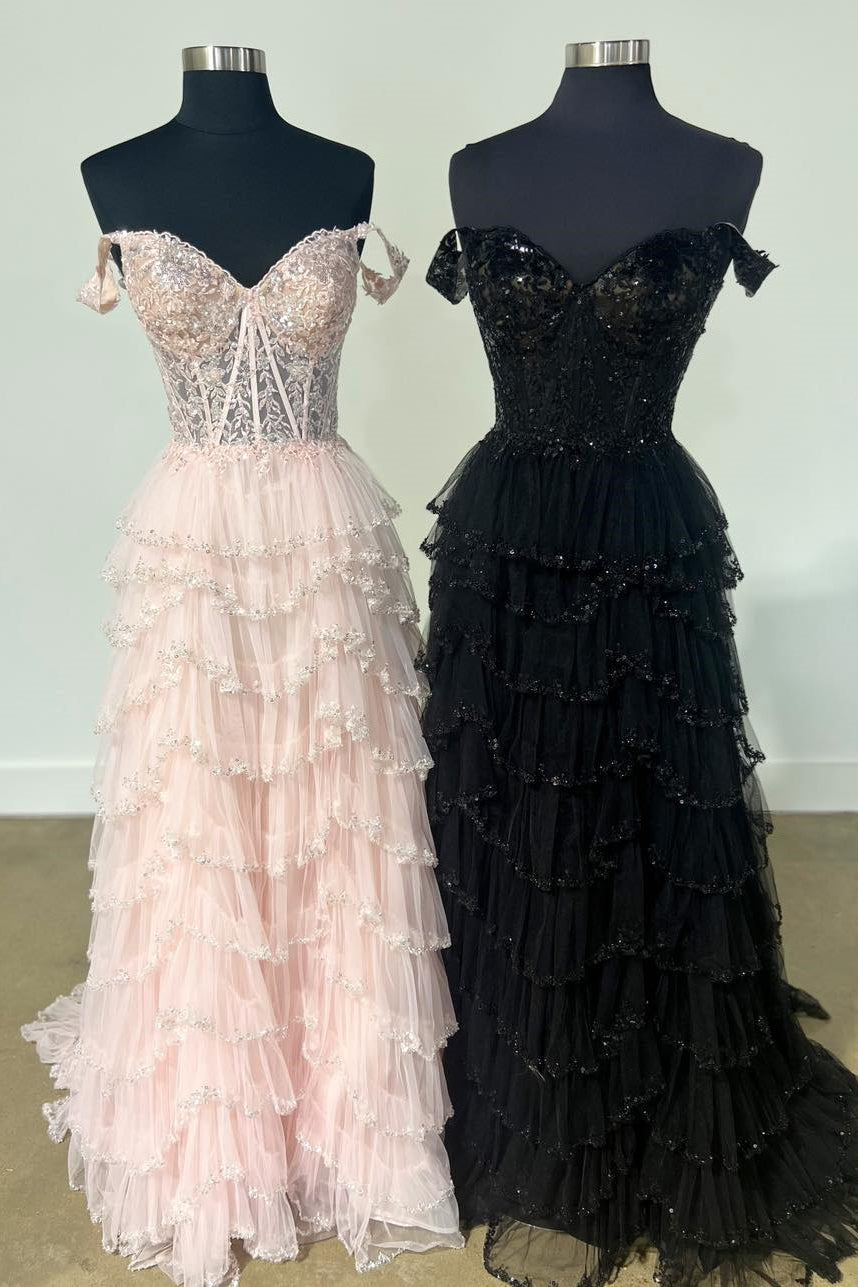  Scout | A-Line Sweetheart Champagne Tulle Prom Dresses with Appliques - Prom Dress - DYAVOR® 