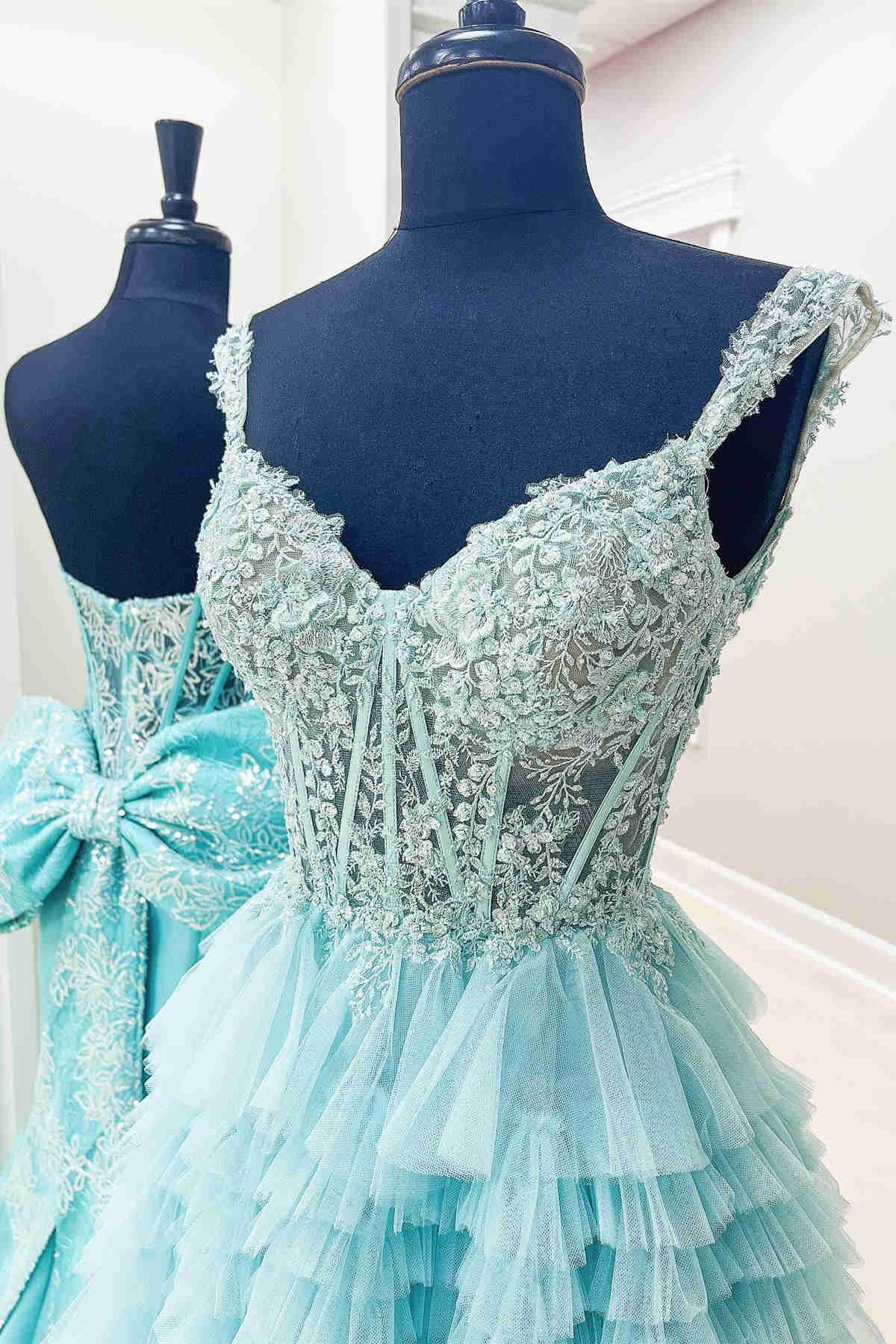  Elina | Red Tulle Off-the-Shoulder Ruffle Tiered Long Prom Dress - Prom Dress - DYAVOR® 