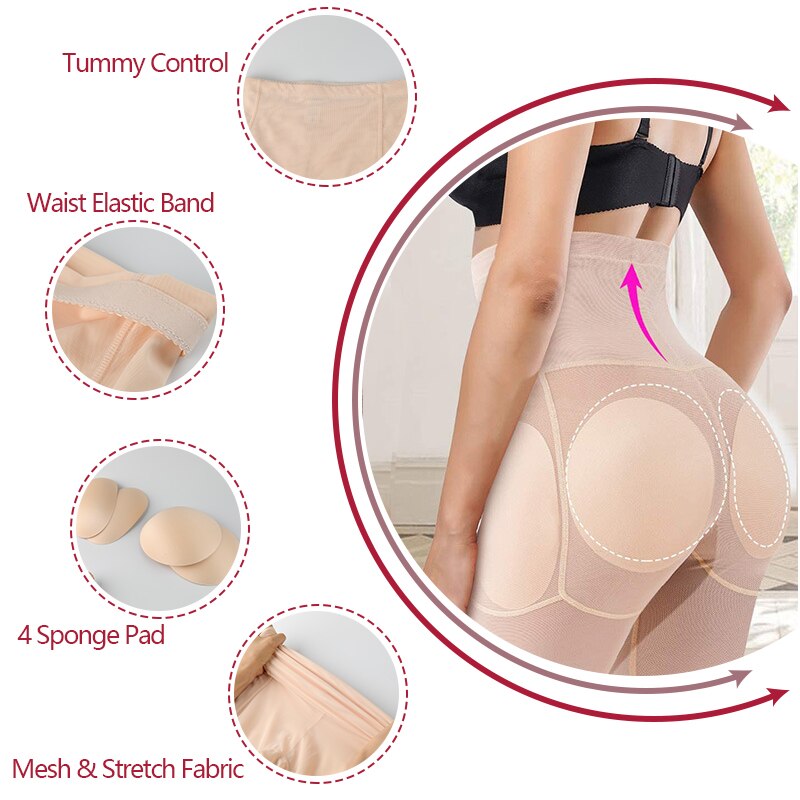 Women's High Waist Butt Lifter Hip Enhancer Tummy Contol Padded Panties