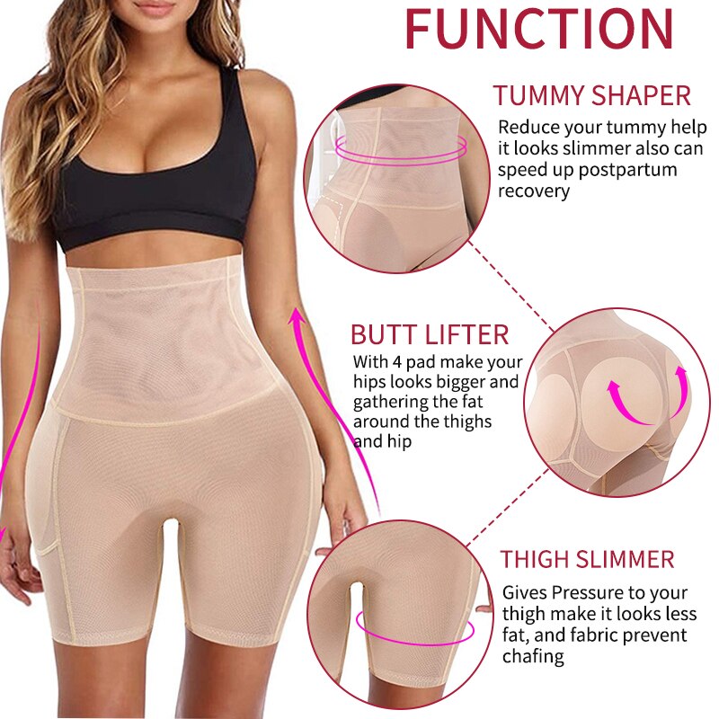 Women's High Waist Butt Lifter Hip Enhancer Tummy Contol Padded Panties