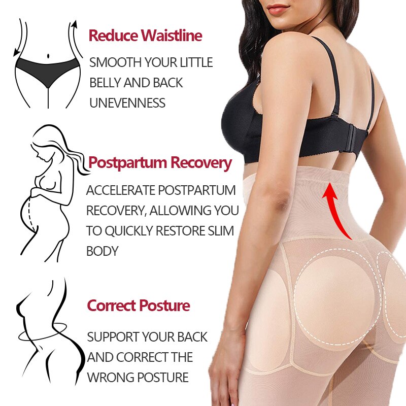 Women's High Waist Butt Lifter Hip Enhancer Tummy Contol Padded Panties