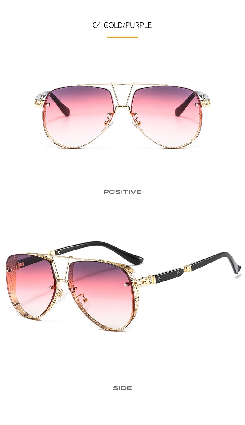  Women's Designer Metal Alloy Frame Hollow Pattern Oval Sunglasses - Women Sunglasses - DYAVOR® 