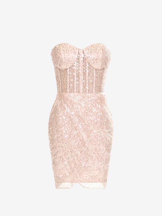  Isadora | Champagne Sheath Sweetheart Sequins Homecoming Dress - Homecoming Dress - DYAVOR® 