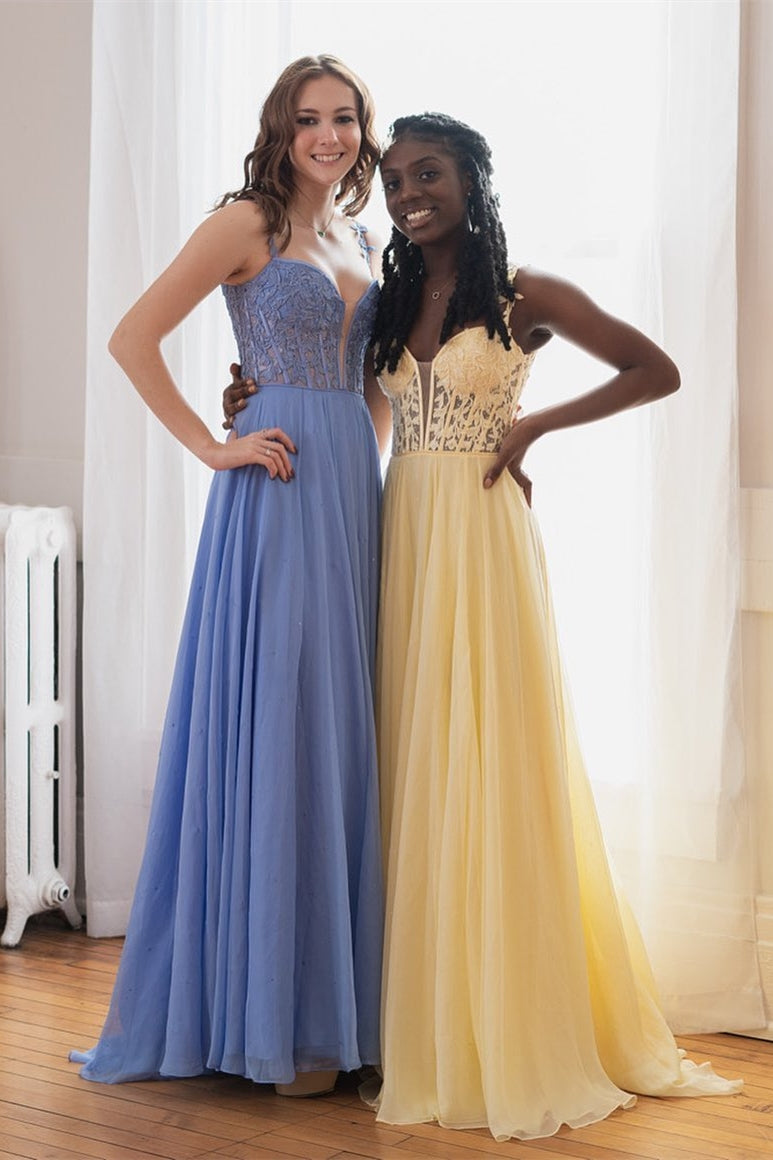  Periwinkle Off-the-Shoulder A-line Princess Prom Gown - Prom Dress - DYAVOR® 