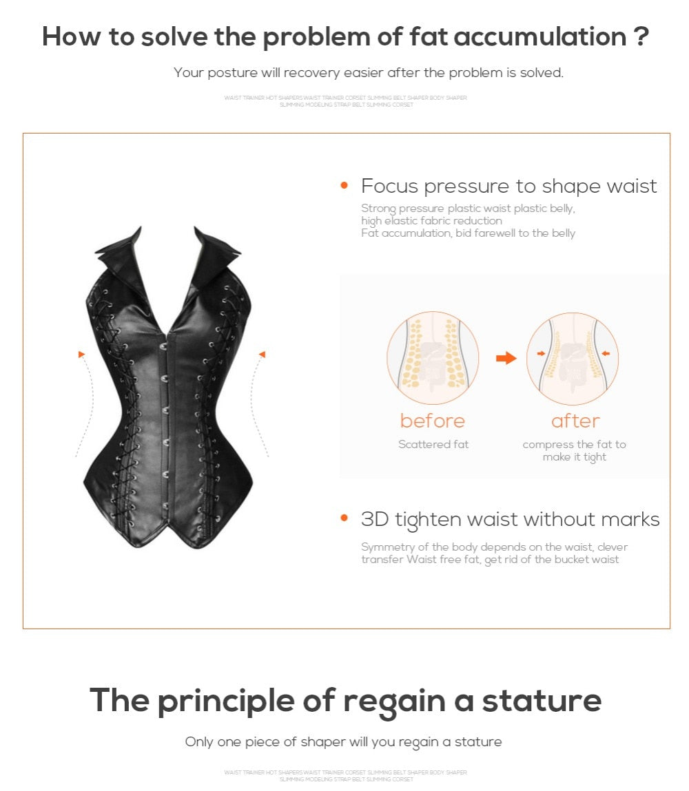 Steampunk Solid Sexy Overbust Armor Waist Trainer Corset Bustiers Slimmers - Slimmers - DYAVOR® 