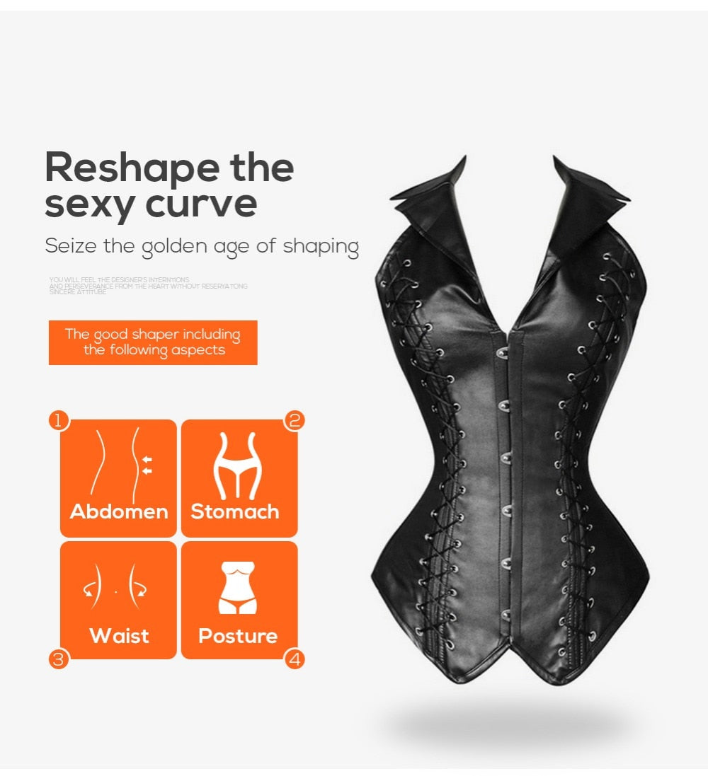  Steampunk Solid Sexy Overbust Armor Waist Trainer Corset Bustiers Slimmers - Slimmers - DYAVOR® 