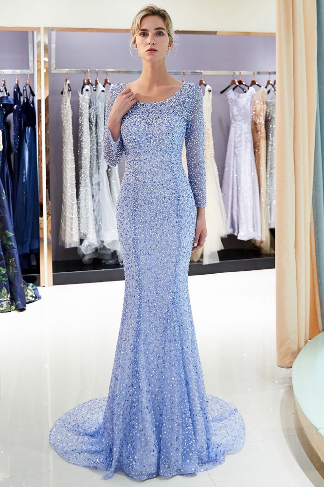  Long Sleeves Floor Length Sequins Formal Party Dresses - Prom Dresses - DYAVOR® 