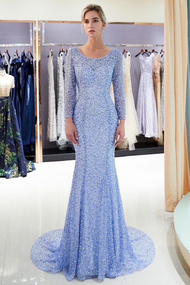  Long Sleeves Floor Length Sequins Formal Party Dresses - Prom Dresses - DYAVOR® 