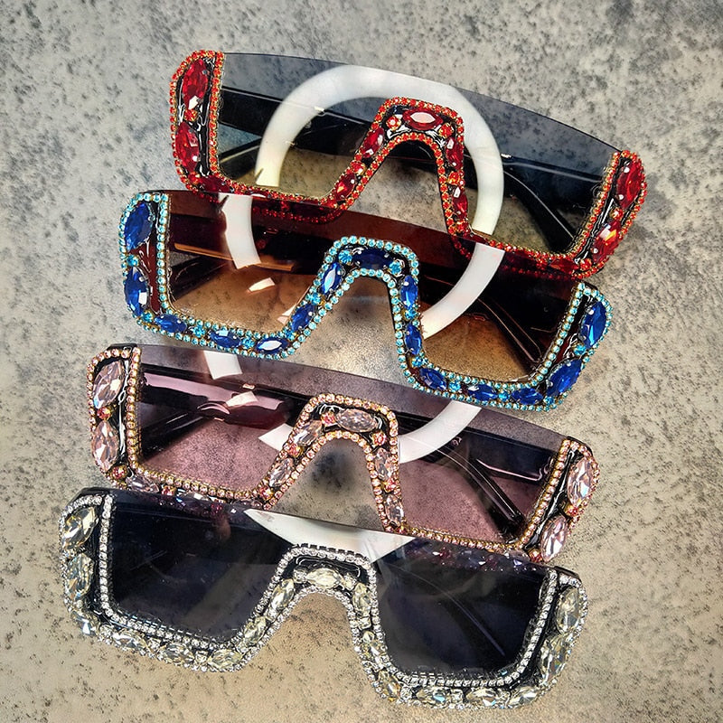  Women's Luxury Diamond Haft Frame Vintage One-piece Sunglasses - Women Sunglasses - DYAVOR® 