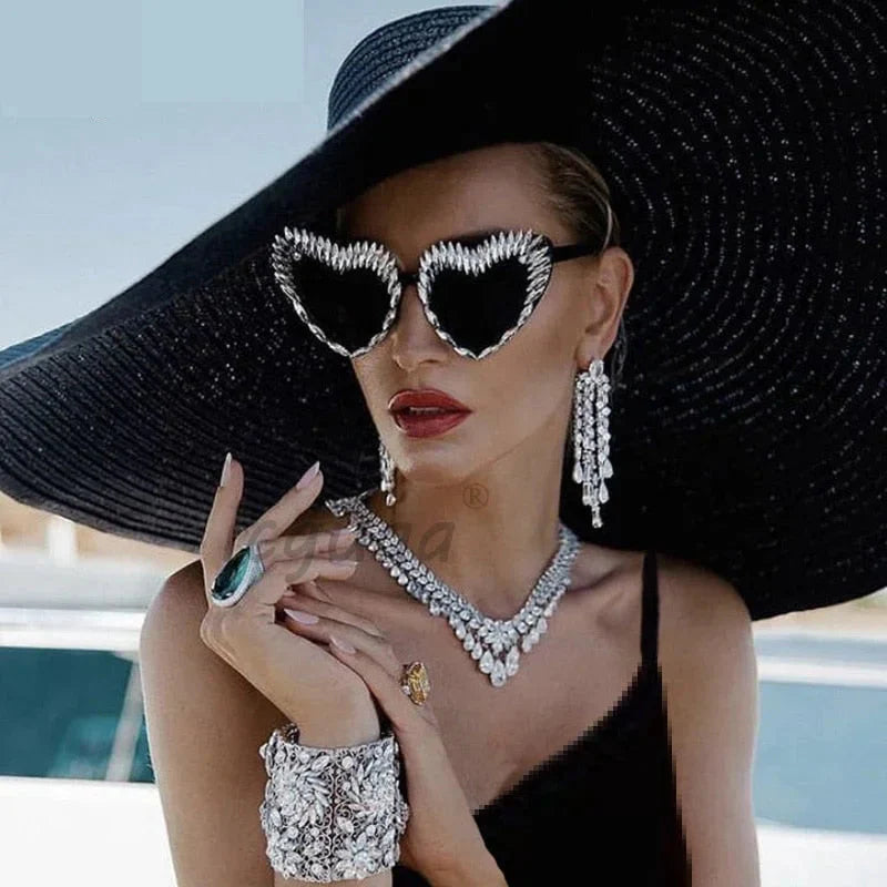  Women's Handmade Party Luxury Diamond Sexy Cat Eye Sunglasses - Women Sunglasses - DYAVOR® 