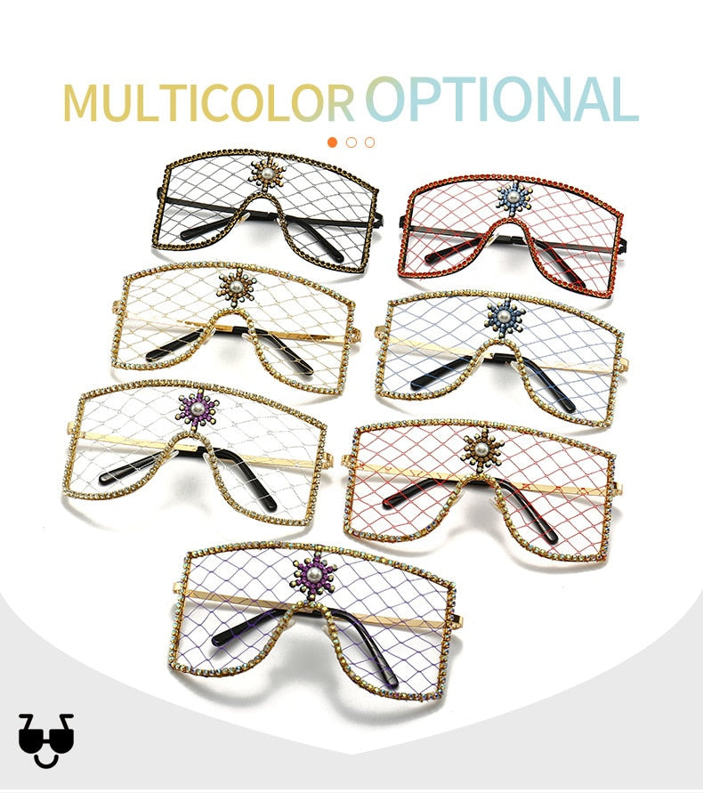  Women's Luxury Diamonds Steampunk Oversized Rhinestone Sunglasses - Women Sunglasses - DYAVOR® 