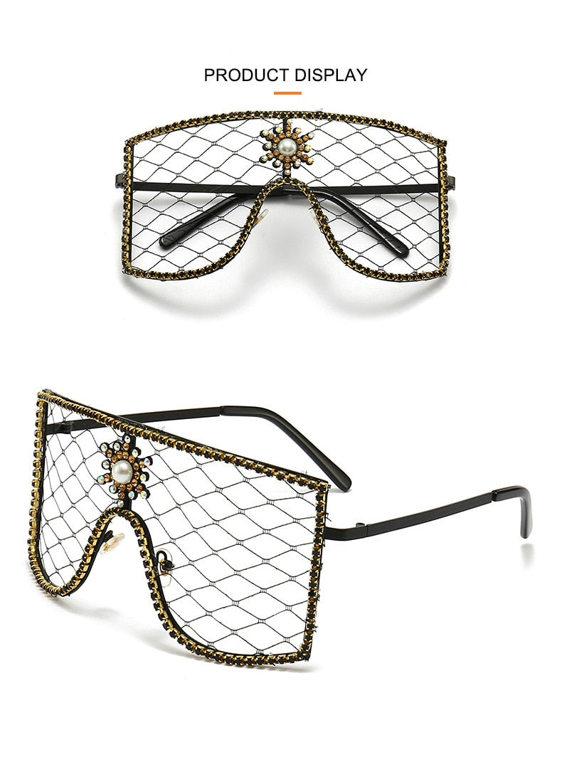  Women's Luxury Diamonds Steampunk Oversized Rhinestone Sunglasses - Women Sunglasses - DYAVOR® 