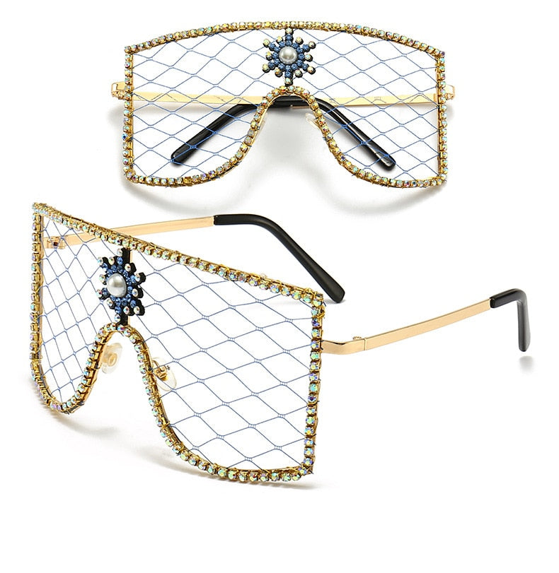  Women's Luxury Diamonds Steampunk Oversized Rhinestone Sunglasses - Women Sunglasses - DYAVOR® 