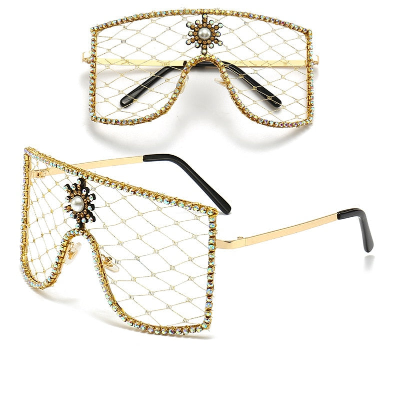  Women's Luxury Diamonds Steampunk Oversized Rhinestone Sunglasses - Women Sunglasses - DYAVOR® 