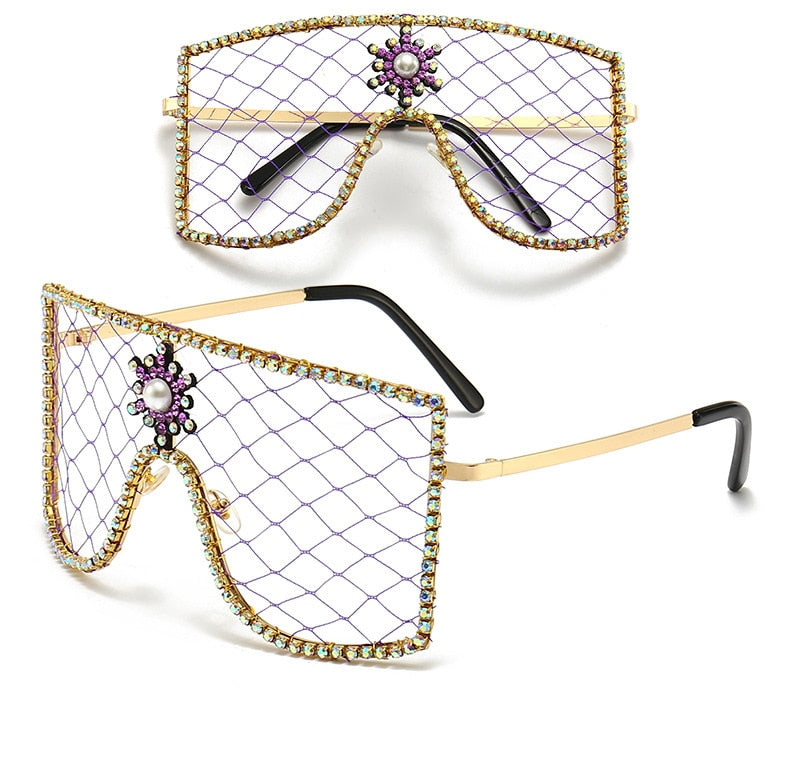  Women's Luxury Diamonds Steampunk Oversized Rhinestone Sunglasses - Women Sunglasses - DYAVOR® 