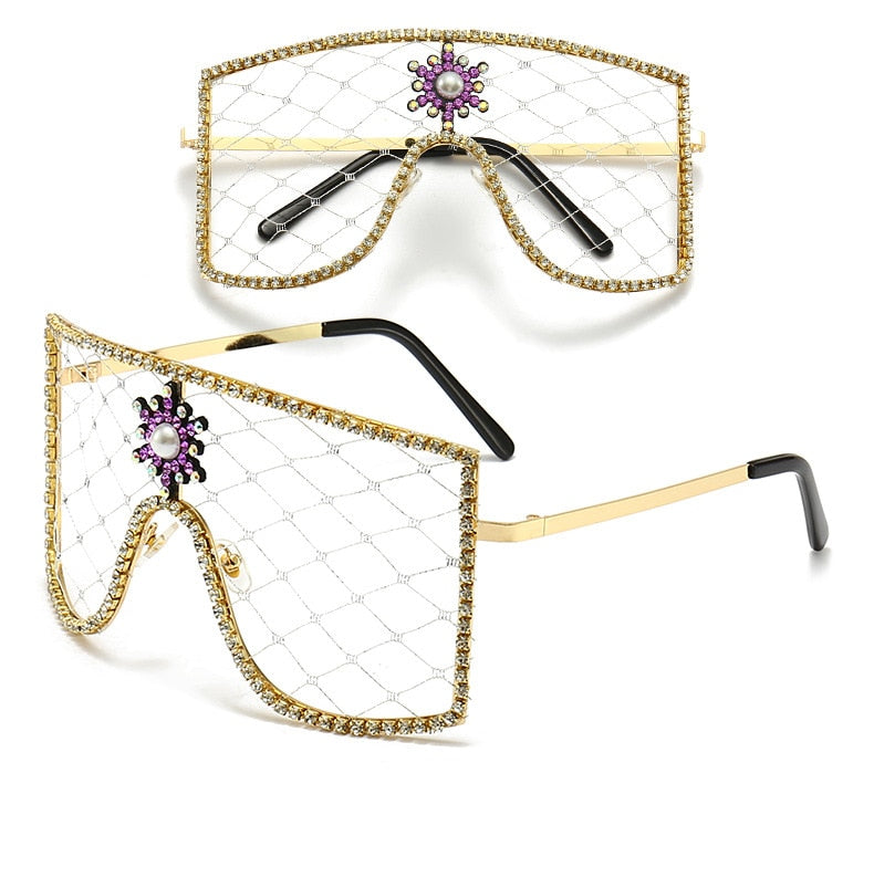  Women's Luxury Diamonds Steampunk Oversized Rhinestone Sunglasses - Women Sunglasses - DYAVOR® 