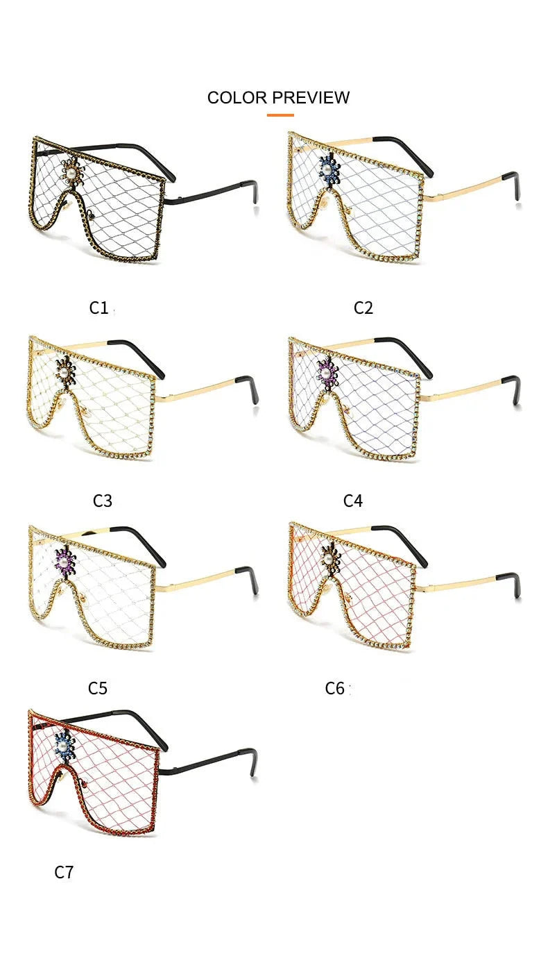  Women's Luxury Diamonds Steampunk Oversized Rhinestone Sunglasses - Women Sunglasses - DYAVOR® 
