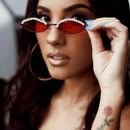  Women's Luxury Crystal Diamond Alloy Frame Cat Eye Sunglasses - Women Sunglasses - DYAVOR® 
