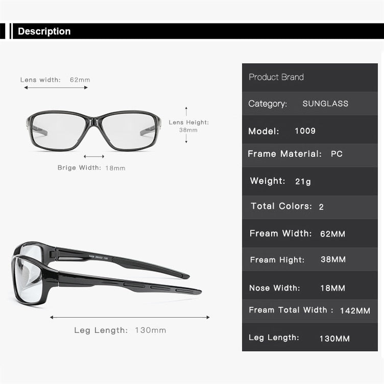  Men and Women Photochromic Polarized UV400 Cycling Sunglasses - Unisex Sunglasses - DYAVOR® 