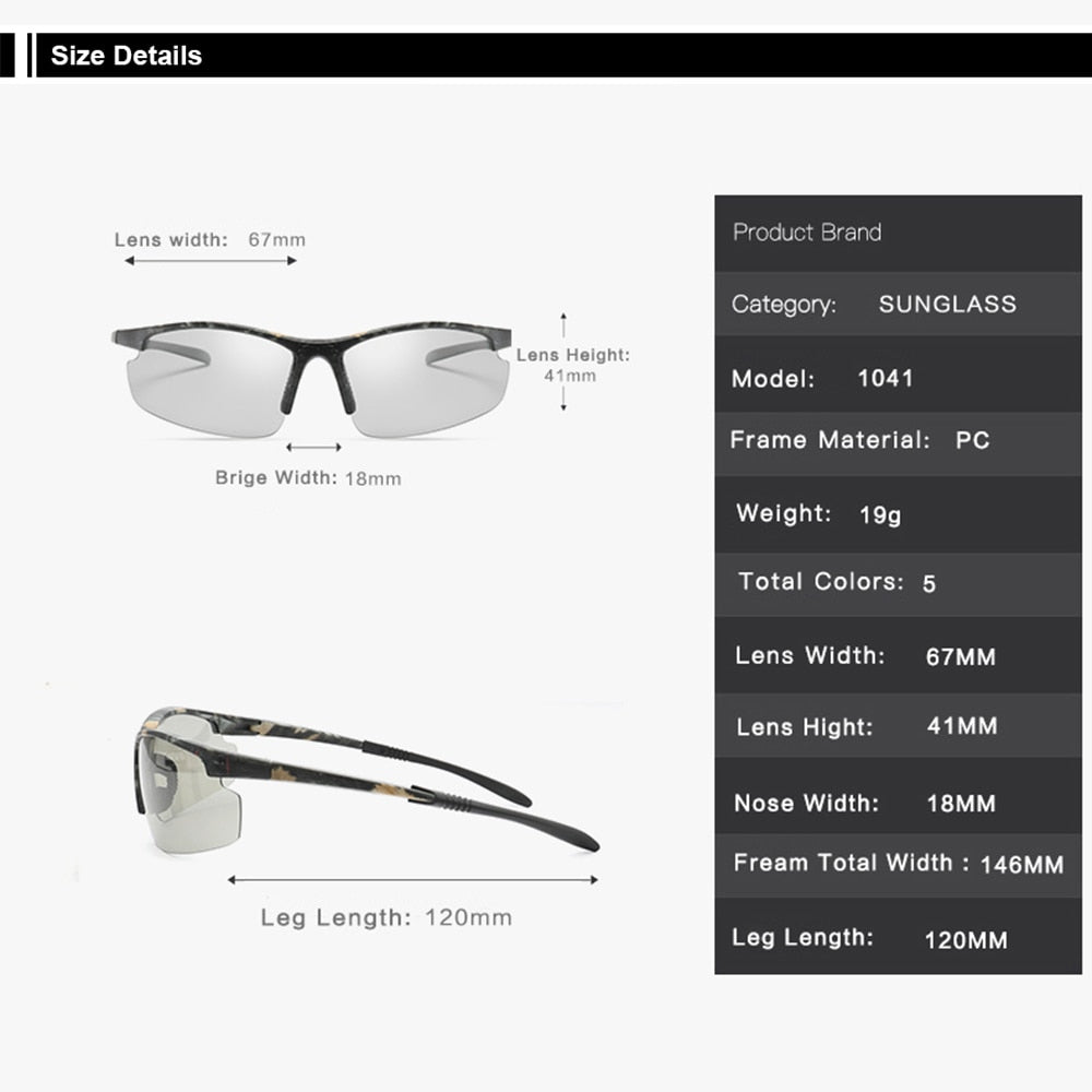  Men and Women Polarized Photochromic UV400 Cycling Sunglasses - Unisex Sunglasses - DYAVOR® 