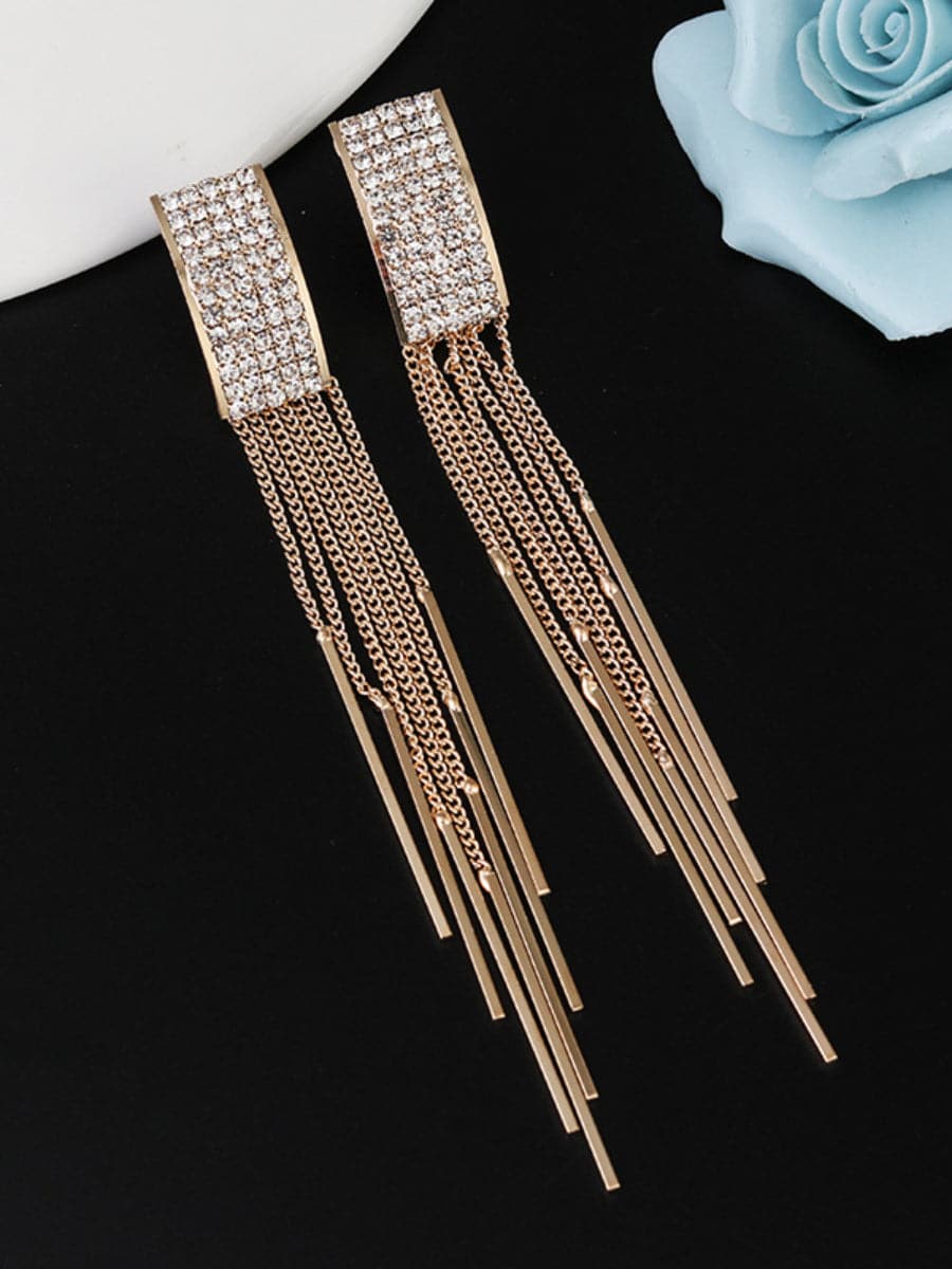  Rhinestones Tassel Earrings MSE033144 - Earrings - DYAVOR® 