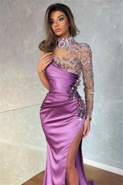  Modern Long Glitter Long Sleeves Mermaid Prom Dress With Slit - Prom Dresses - DYAVOR® 