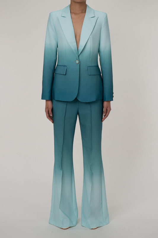  Ombre Single Breasted Cinch Waist Blazer Two Piece Flared Blazer Set - Matching Sets - DYAVOR® 