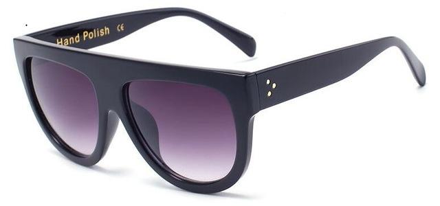  Oversize Flat Shield Design Rivet Sunglasses for Women with Gradient Lens - Women Sunglasses - DYAVOR® 