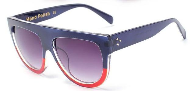  Oversize Flat Shield Design Rivet Sunglasses for Women with Gradient Lens - Women Sunglasses - DYAVOR® 
