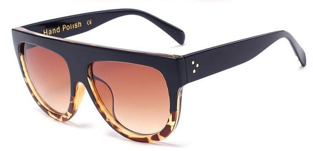 Oversize Flat Shield Design Rivet Sunglasses for Women with Gradient Lens - Women Sunglasses - DYAVOR® 