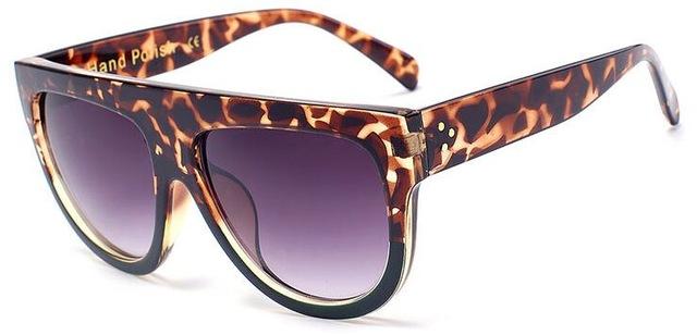  Oversize Flat Shield Design Rivet Sunglasses for Women with Gradient Lens - Women Sunglasses - DYAVOR® 