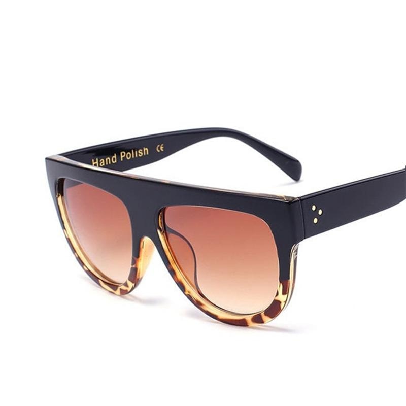  Oversize Flat Shield Design Rivet Sunglasses for Women with Gradient Lens - Women Sunglasses - DYAVOR® 