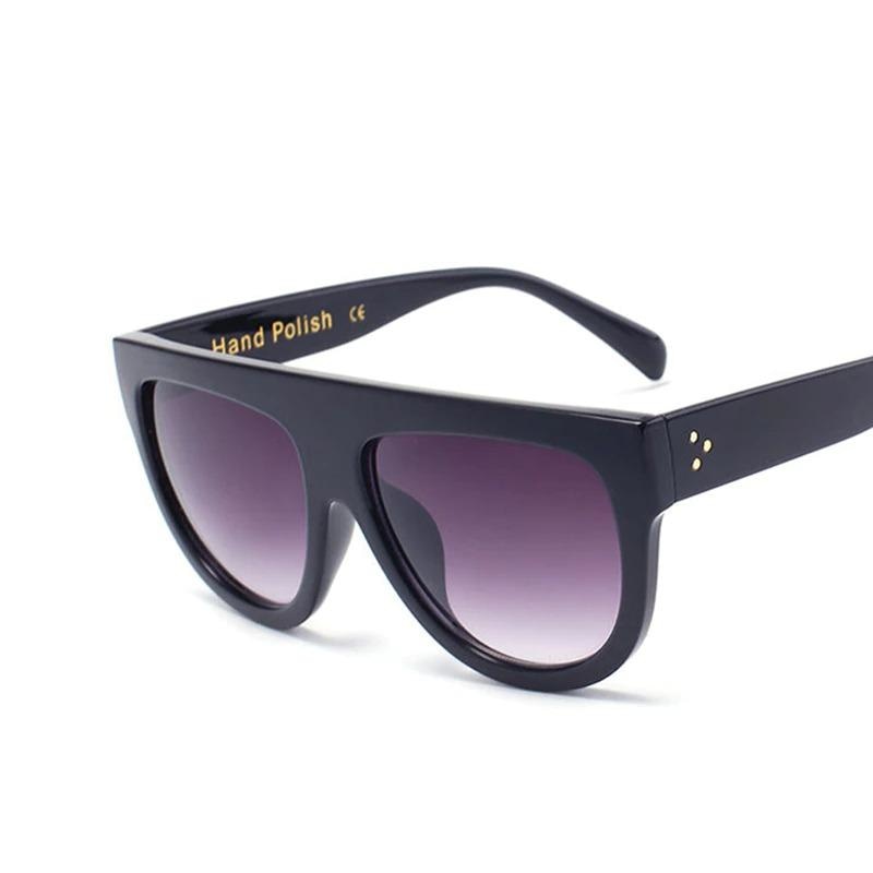  Oversize Flat Shield Design Rivet Sunglasses for Women with Gradient Lens - Women Sunglasses - DYAVOR® 