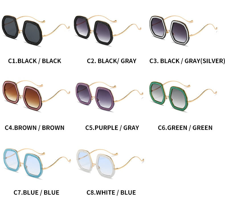  Luxury Punk Style Shiny Crystal Designer Eyewear Sunglasses for Women - Women Sunglasses - DYAVOR® 