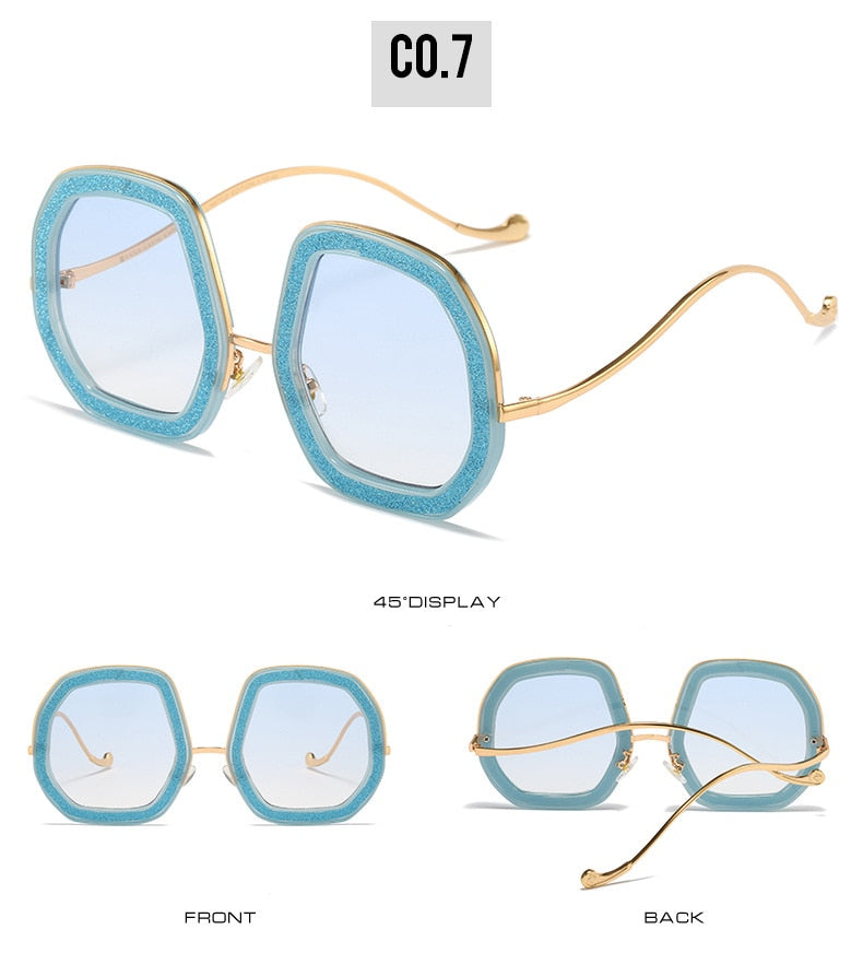 Luxury Punk Style Shiny Crystal Designer Eyewear Sunglasses for Women