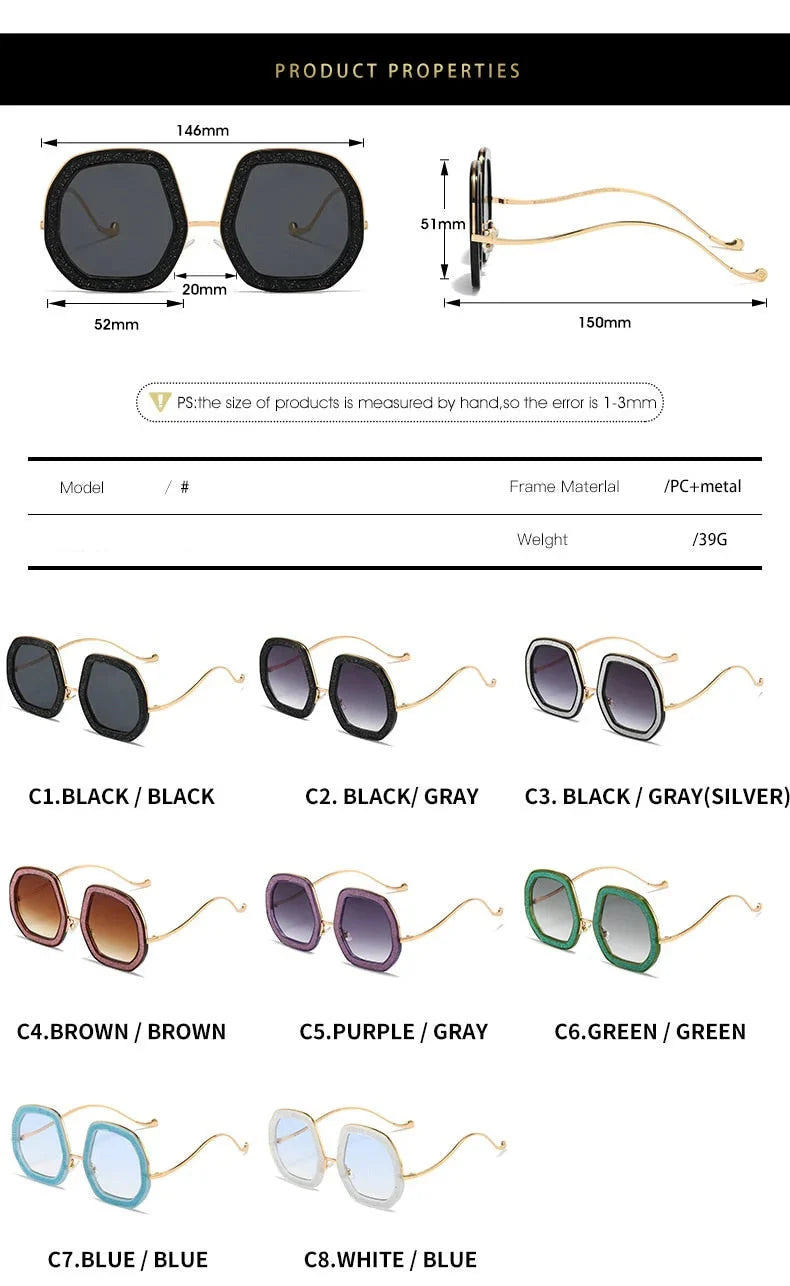  Luxury Punk Style Shiny Crystal Designer Eyewear Sunglasses for Women - Women Sunglasses - DYAVOR® 
