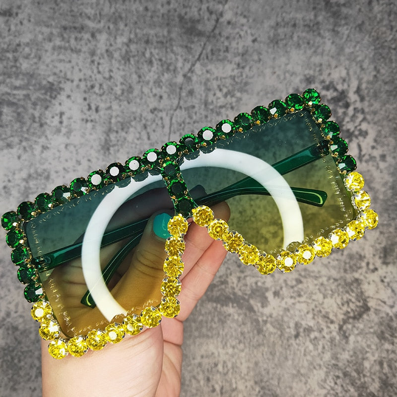  Women's Luxury UV400 Crystal Rhinestone Bling Gradient Shade Sunglasses - Women Sunglasses - DYAVOR® 