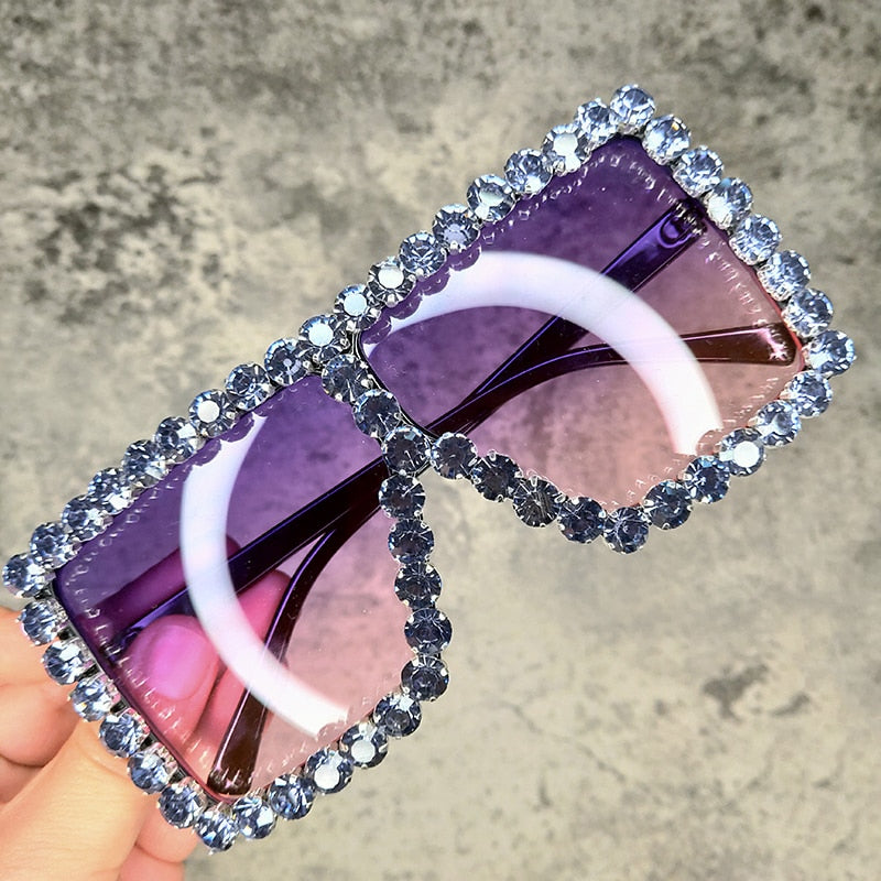  Women's Luxury UV400 Crystal Rhinestone Bling Gradient Shade Sunglasses - Women Sunglasses - DYAVOR® 