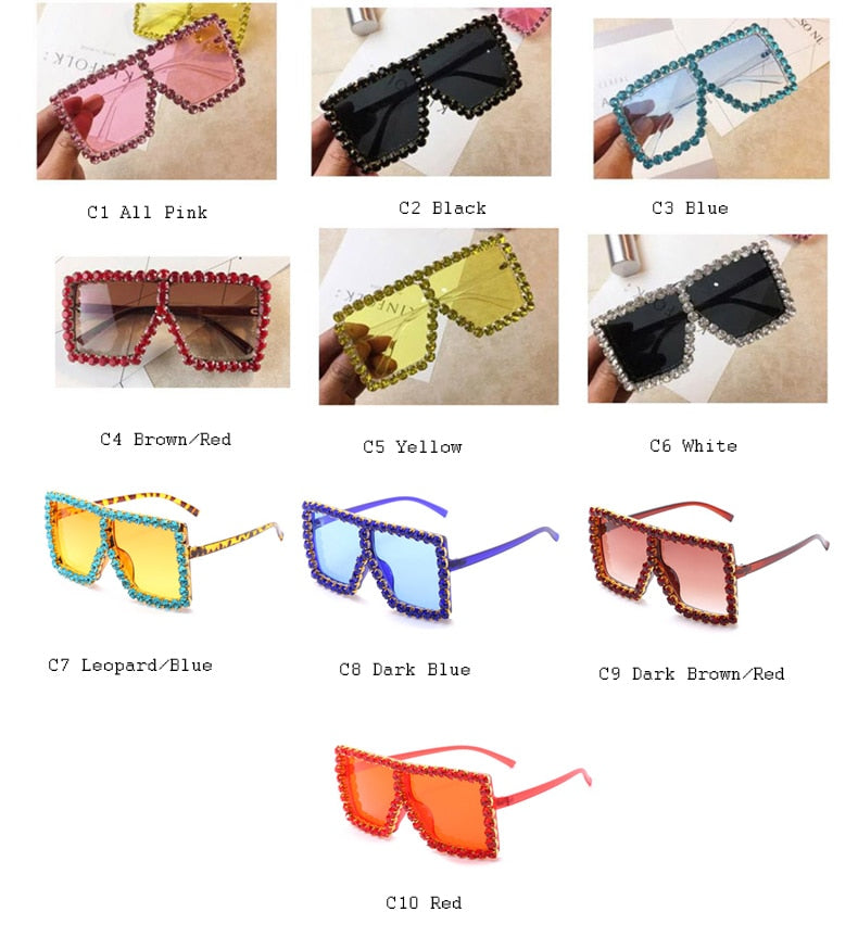  Women's Luxury UV400 Crystal Rhinestone Bling Gradient Shade Sunglasses - Women Sunglasses - DYAVOR® 