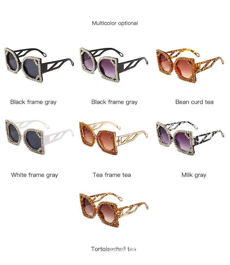  Crystal Designer Photochromic Gradient Shade Rimless Sunglasses - Women Sunglasses - DYAVOR® 