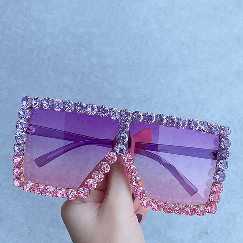  Women's Rimless Luxury Diamond Bling Crystal UV400 Hipster Sunglasses - Women Sunglasses - DYAVOR® 