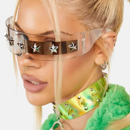  Women's Round Oversized One Piece Goggle Style Shield Sunglasses - Women Sunglasses - DYAVOR® 
