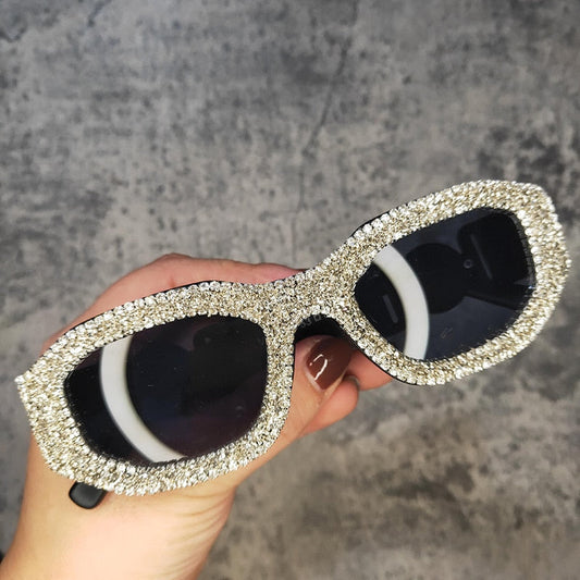  Women's Luxury Rectangle Rhinestone Diamond Bling Sunglasses - Women Sunglasses - DYAVOR® 