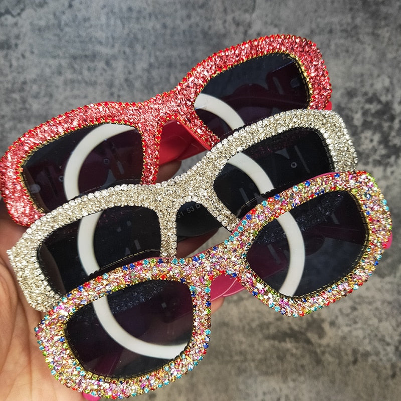  Women's Luxury Rectangle Rhinestone Diamond Bling Sunglasses - Women Sunglasses - DYAVOR® 