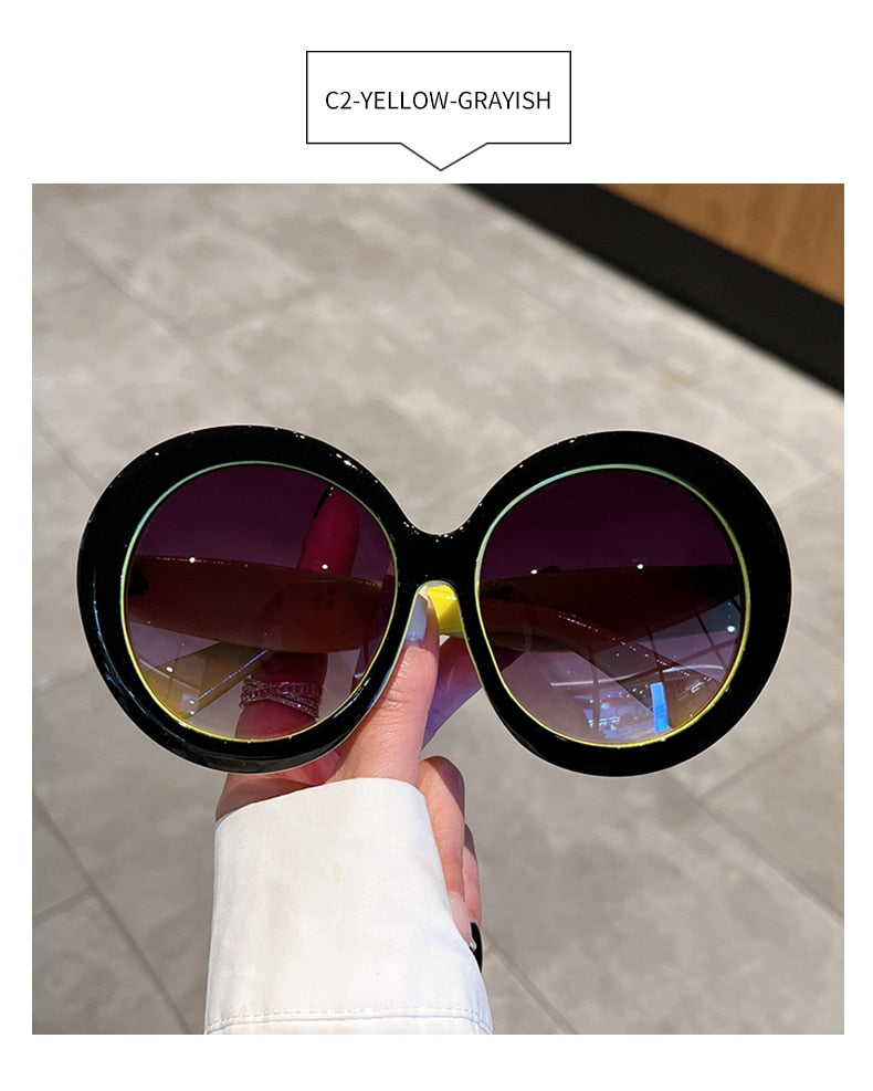  Unisex Trendy Vintage Oversized Gradient Goggle Round Sunglasses - Unisex Sunglasses - DYAVOR® 